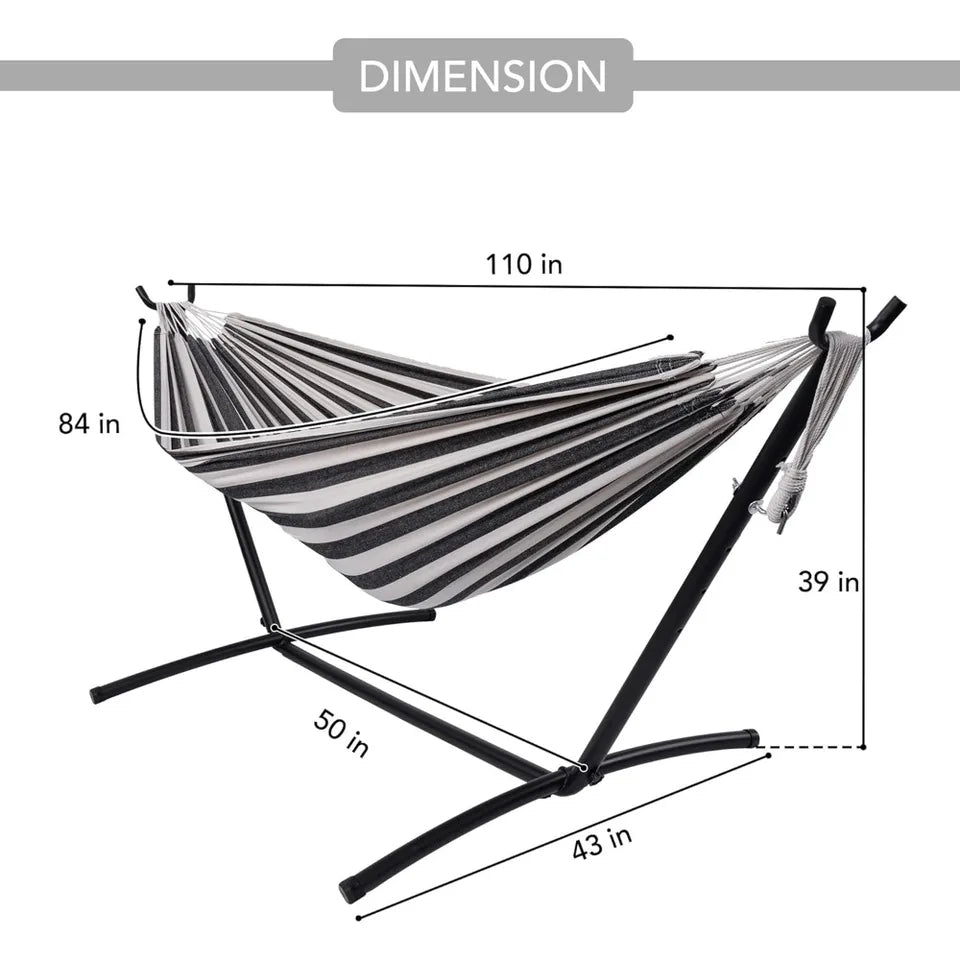 Hammock with Stand for Outside, Heavy Duty Space Saving Steel Stand with,Double Hammock with Portable Carrying Bag