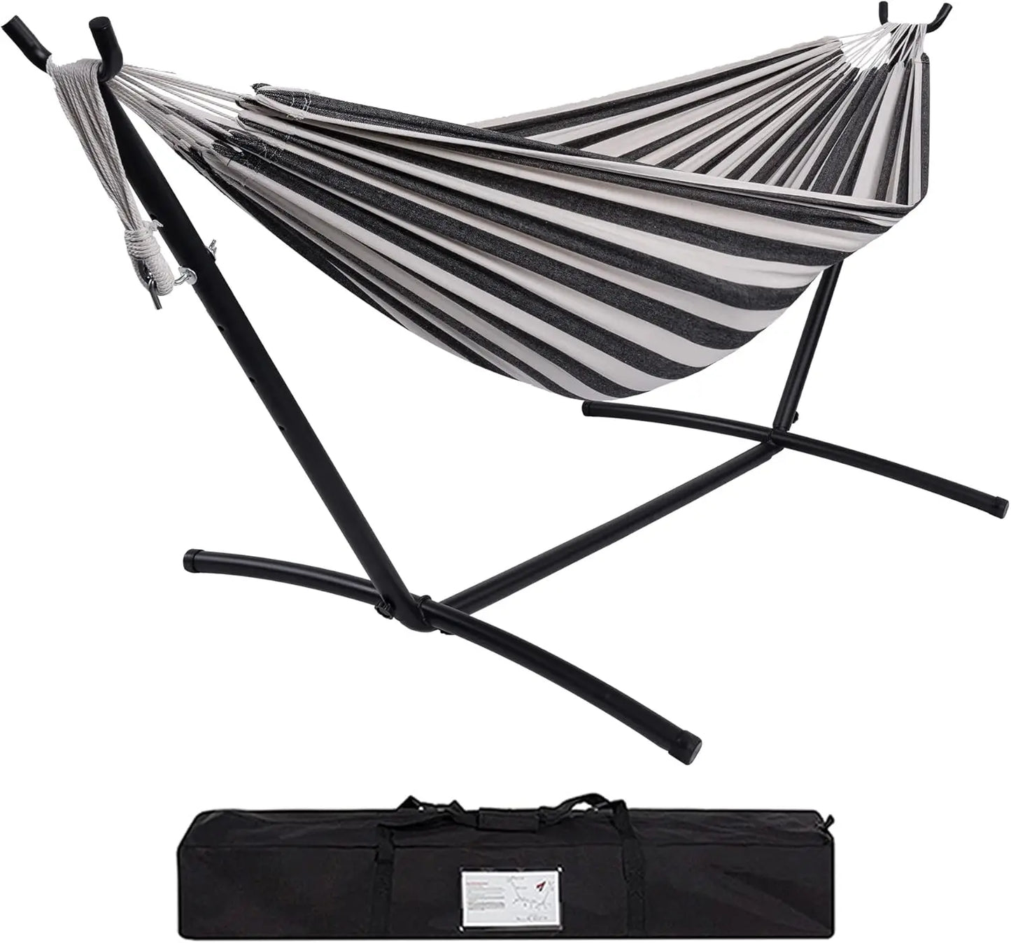Hammock with Stand for Outside, Heavy Duty Space Saving Steel Stand with,Double Hammock with Portable Carrying Bag