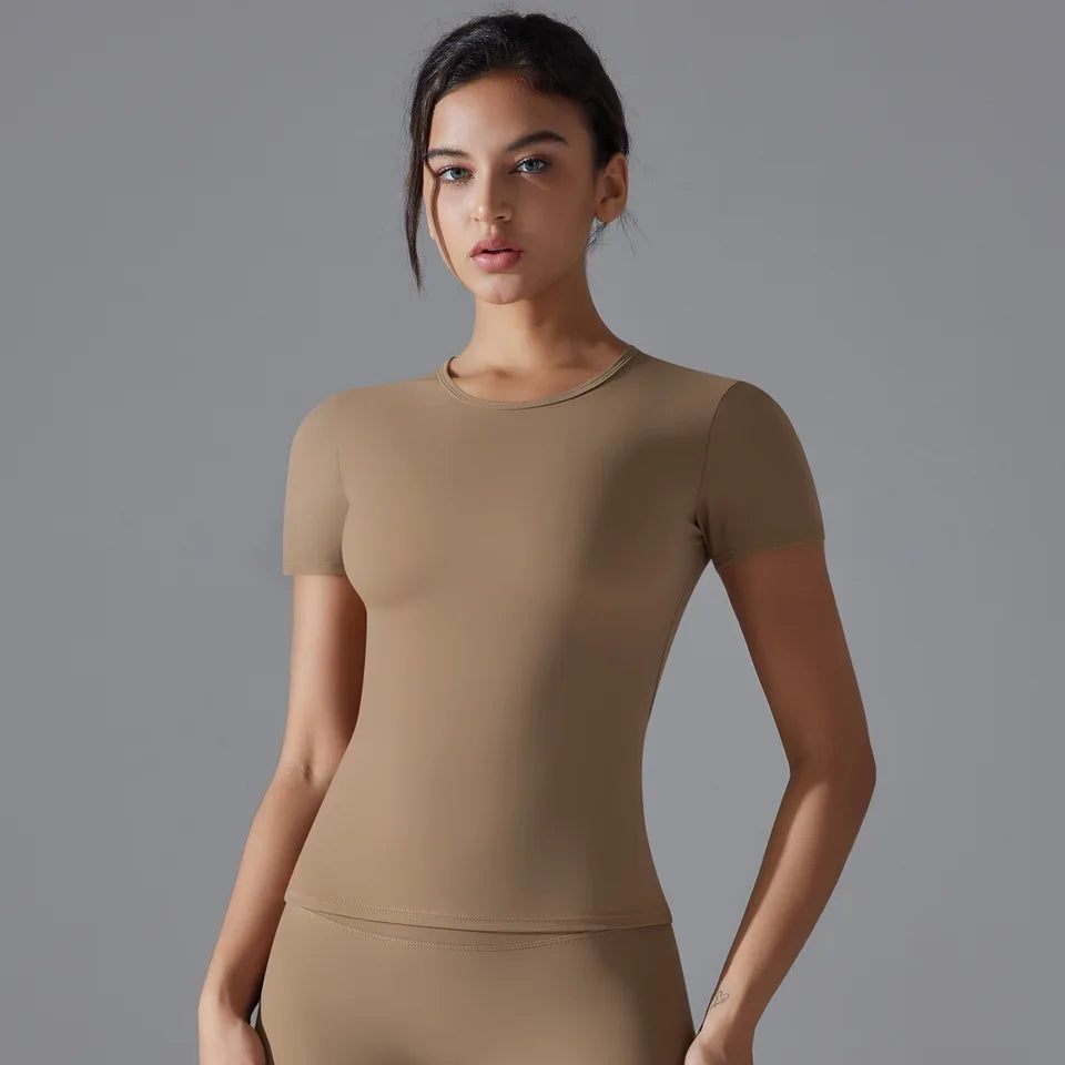 Yoga Short Sleeve Sports T-shirt Women Push Up Tops Running Clothes Yoga Fitness Crop Top Gym Workout Shirts Tight Sports Top